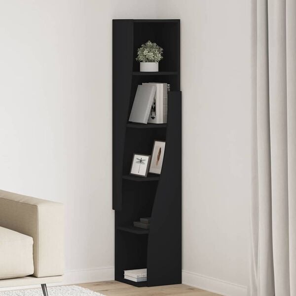 vidaXL Corner Cabinet Black 27.5x27x140cm Engineered Wood