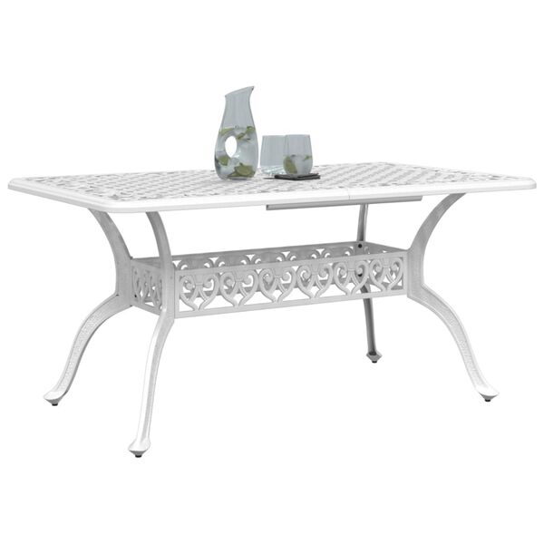 vidaXL Garden Table White 150x90x72 cm Cast Aluminium
