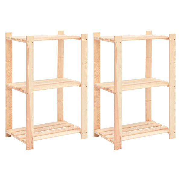 vidaXL 3-Tier Storage Racks 2 pcs 60x38x90 cm Solid Pinewood 150 kg
