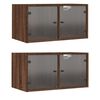 vidaXL Wall Cabinets with Glass Doors 2 pcs Brown Oak 68.5x37x35 cm