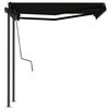 vidaXL Manual Retractable Awning with Posts 3x2.5 m Anthracite