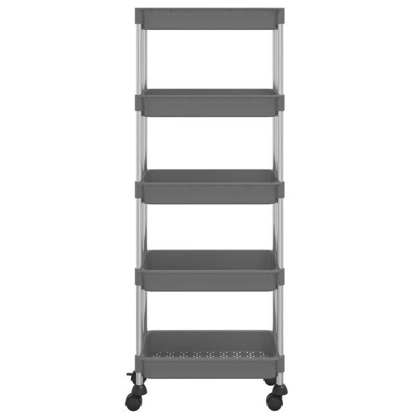 vidaXL 5-Tier Kitchen Trolley Grey 42x29x128 cm Iron and ABS