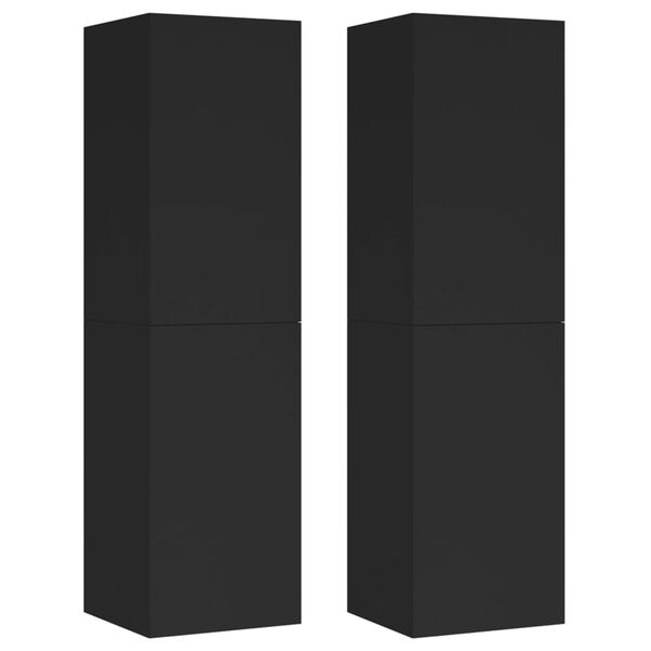 vidaXL TV Cabinets 2 pcs Black 30.5x30x110 cm Engineered Wood