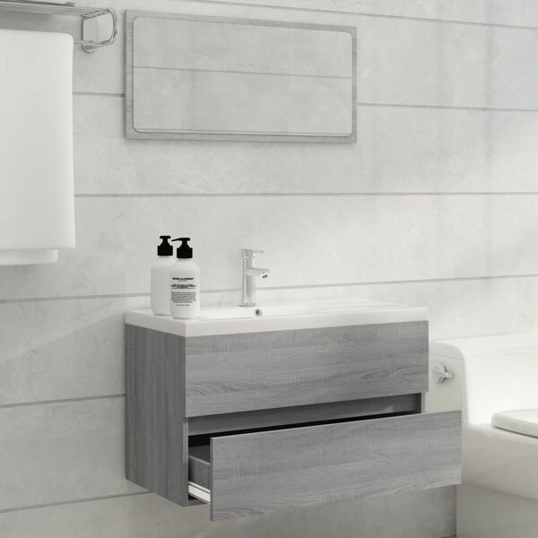 vidaXL Sink Cabinet with Built-in Basin Grey Sonoma Engineered Wood