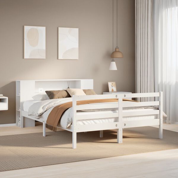vidaXL Bookcase Bed without Mattress White 140x190 cm Solid Wood Pine