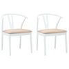 vidaXL Dining Chair 2 pcs Solid Rubber Wood White and Brown