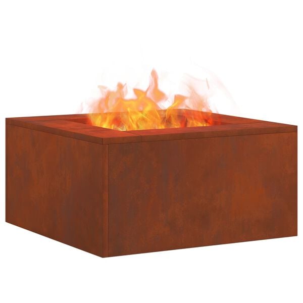 vidaXL Fire Pit Brown 80 x 80 x 40 cm Weathering Steel