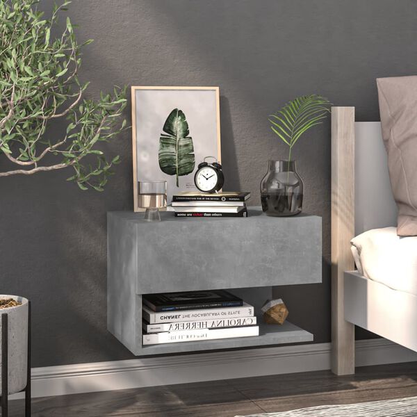 vidaXL Wall-mounted Bedside Cabinet Concrete Grey