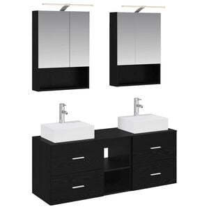 vidaXL Bathroom Furniture Set 5 pcs Black Oak