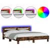 vidaXL Bed Frame with LED without Mattress Smoked Oak 180x200 cm Super King