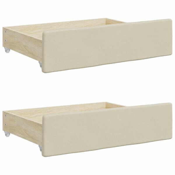 vidaXL Bed Drawers 2 pcs Cream Engineered Wood and Faux Leather