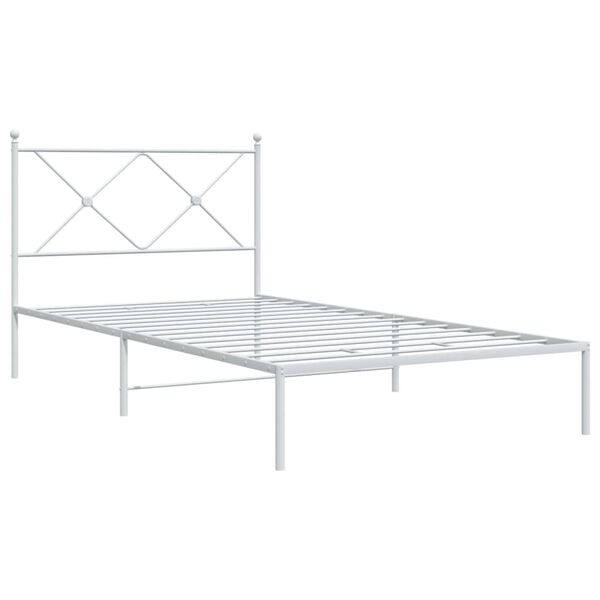 vidaXL Metal Bed Frame without Mattress with Headboard White 107x203cm