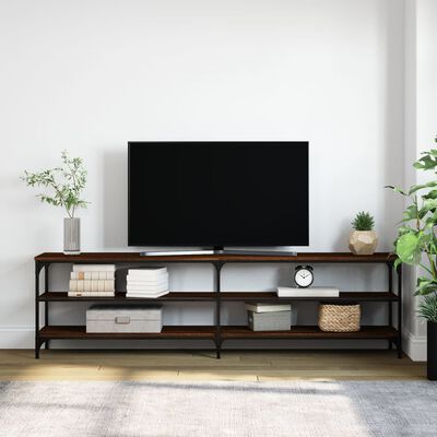vidaXL TV Cabinet Brown Oak 180x30x50 cm Engineered Wood and Metal