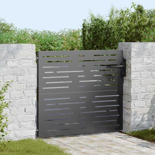 vidaXL Garden Gate with Lock Black 85 x 100 cm Powder-coated steel
