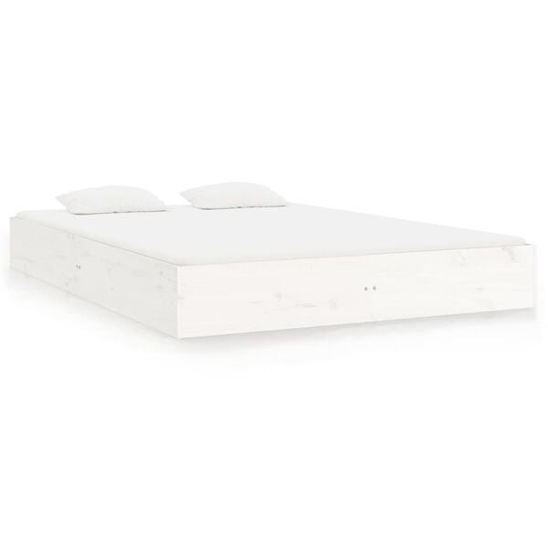 vidaXL Bed Frame without Mattress White Solid Wood 200x200 cm