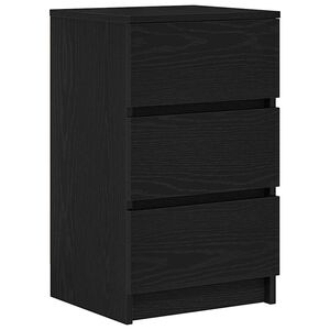 vidaXL Bedside Cabinet with 3 Drawers Black 39x35x65 cm