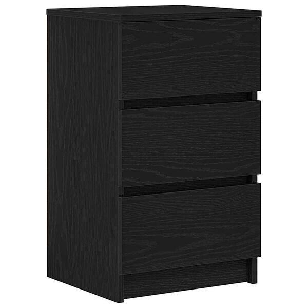 vidaXL Bedside Cabinet with 3 Drawers Black 39x35x65 cm