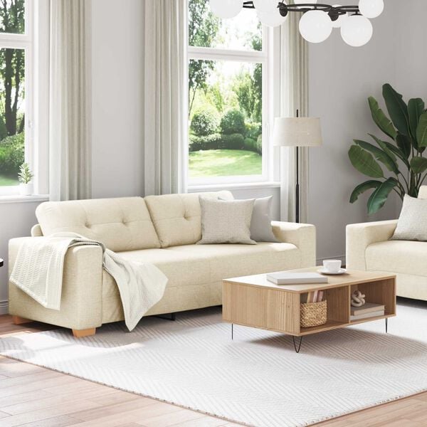 vidaXL Sofa 2 pcs Beige Linen