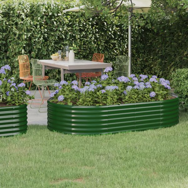 vidaXL Garden Raised Bed Galvanised Steel 175x100x36 cm Green