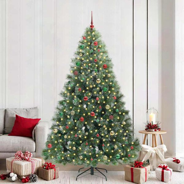 vidaXL Artificial Christmas Tree with 300 LEDs Green 210 cm PE and PVC
