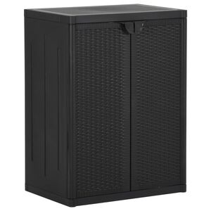 vidaXL Garden Storage Cabinet Black 65x45x88 cm PP Rattan