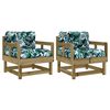vidaXL Garden Chairs with Cushions 2 pcs Impregnated Wood Pine