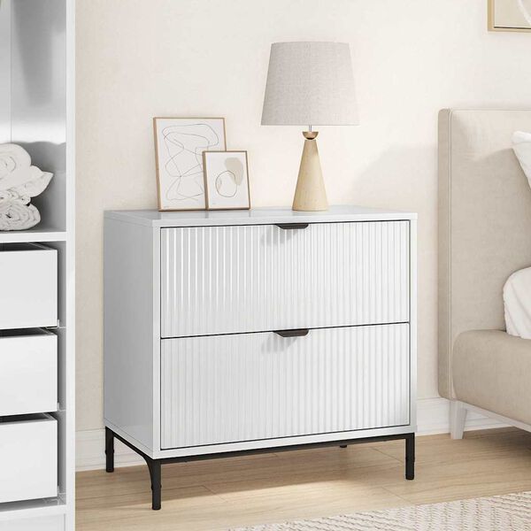 vidaXL Bedside Table with Drawer High gloss white 63.5 x 36 x 61 cm