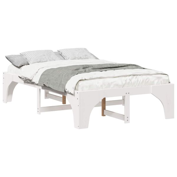 vidaXL Bed Frame White 120 x 200 cm Solid Pine Wood