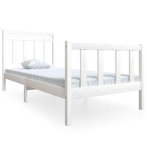 vidaXL Bed Frame without Mattress White Solid Wood 90x200 cm (810068+814075)
