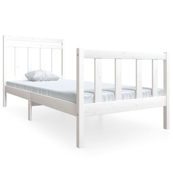 vidaXL Bed Frame without Mattress White Solid Wood 90x200 cm (810068+814075)