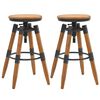 vidaXL Bar Stool | Set of 2 | Natural Wood | Solid Fir Wood & Steel