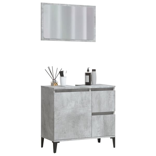 vidaXL 2 Piece Bathroom Furniture Set Concrete Grey Engineered Wood