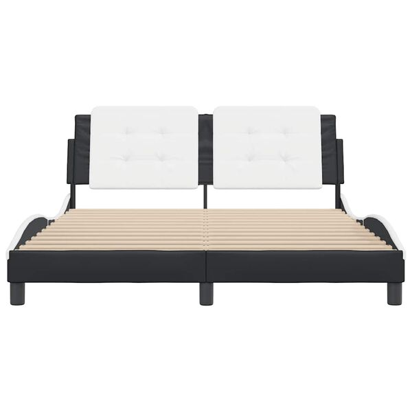vidaXL Bed Frame without Mattress "Zadar" Black and White 160x200 cm Faux Leather