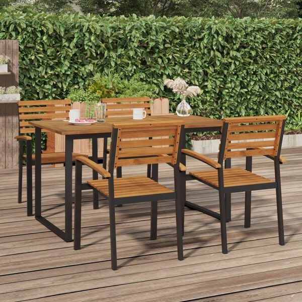 vidaXL Garden Table with U-shaped Legs 140x80x75 cm Solid Wood Acacia