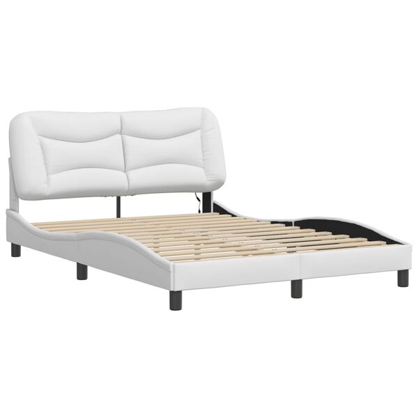 vidaXL Bed Frame with LED without Mattress "Hvar" White 120x200 cm