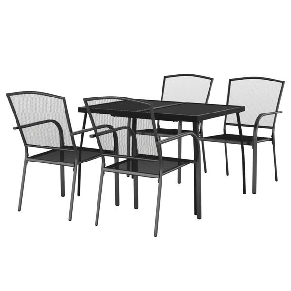 vidaXL 5 Piece Garden Dining Set Anthracite Steel