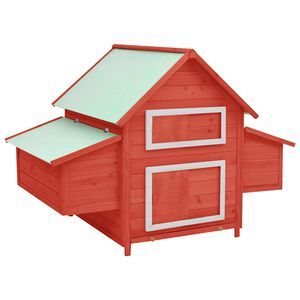 vidaXL Chicken Coop Red and White 150x96x110 cm Solid Firwood