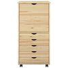 vidaXL Rolling Cabinet Brown 53 x 39 x 103 cm Solid Pine Wood