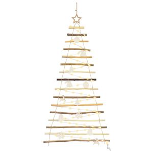vidaXL Christmas Tree with 50 LEDs Natural 120 cm Solid Ash Wood