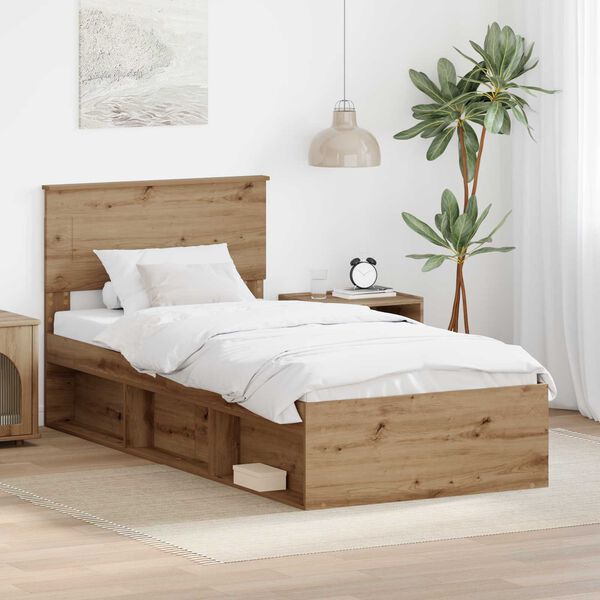 vidaXL Bed Frame Artisian Oak 90 x 190 cm Engineered wood