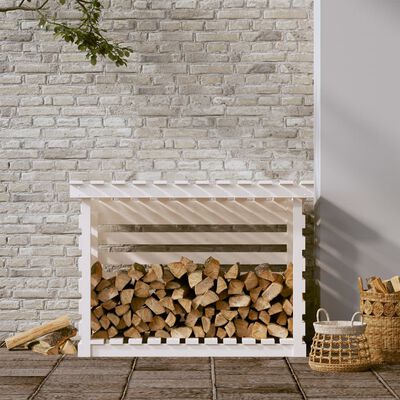 vidaXL Firewood Rack White 108x73x79 cm Solid Wood Pine