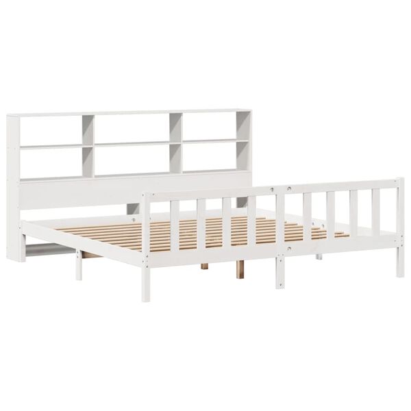 vidaXL Bookcase Bed without Mattress White 180x200 cm Super King Solid Wood Pine