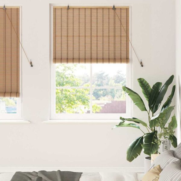 vidaXL Roller Blind with Curtains Manual Nature 120 x 220 cm Bamboo