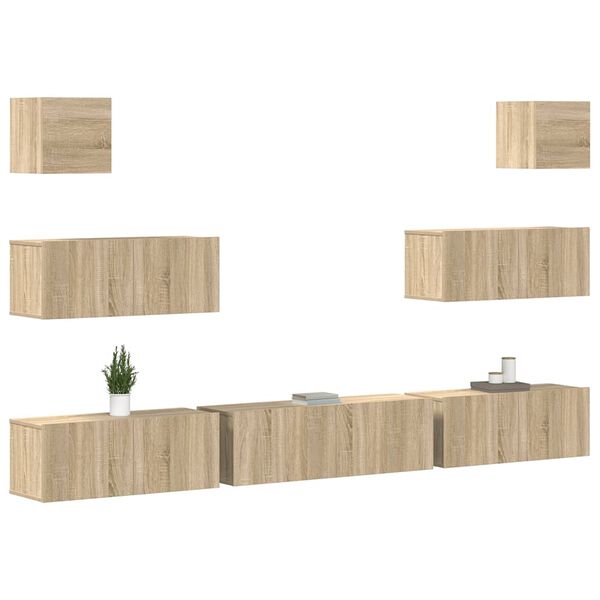 vidaXL 7 Piece TV Cabinet Set Sonoma Oak Engineered Wood