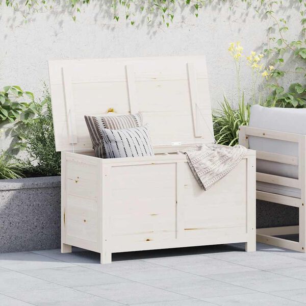 vidaXL Outdoor Cushion Box White 100x50x56 cm Solid Wood Fir