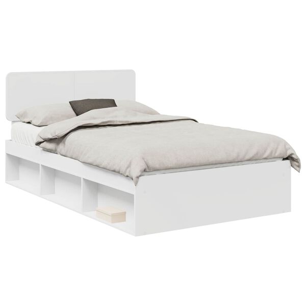 vidaXL Bed Frame with Headboard White 120 x 190 cm Solid Pine Wood