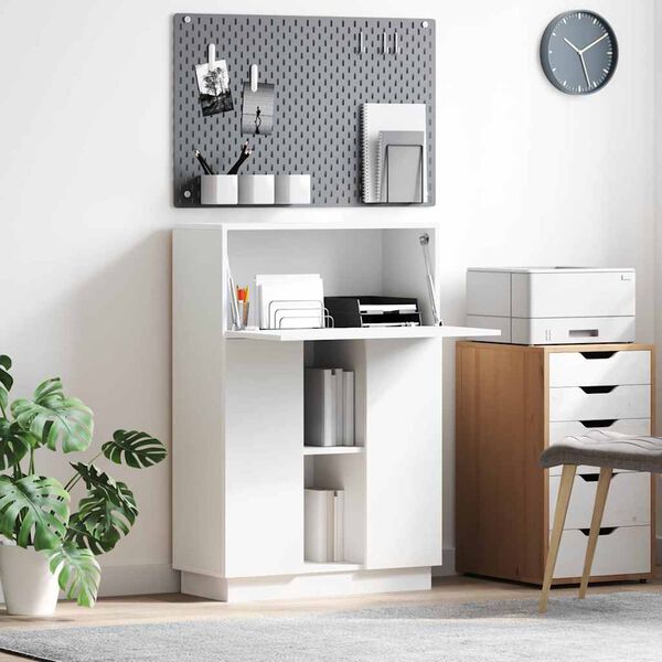 vidaXL Desk with Shelf White 71.5 x 31.5 x 106.5 cm Engineered Wood