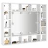 vidaXL Mirror Cabinet with LED High Gloss White 91x15x76.5 cm