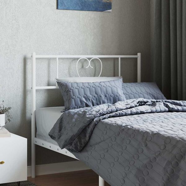vidaXL Metal Replace Headboard White 90 cm