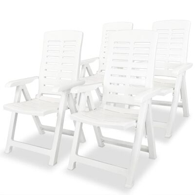 vidaXL Reclining Garden Chairs 4 pcs Plastic White